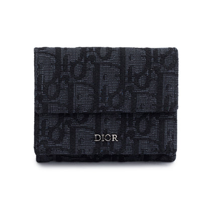 Christian Dior 2021 Black Oblique Trifold Compact Wallet