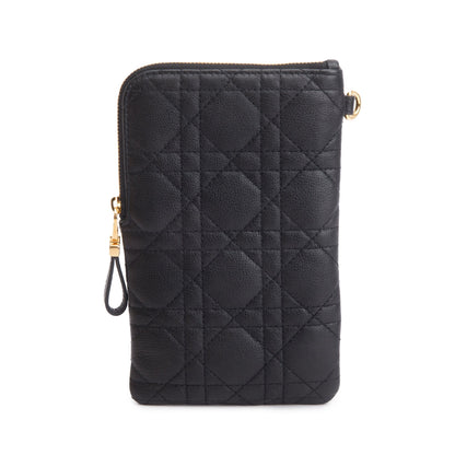 Christian Dior 2021 Black Quilted Leather Caro Multifunctional Pouch