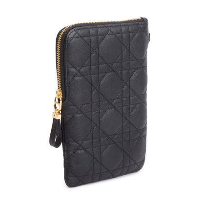 Christian Dior 2021 Black Quilted Leather Caro Multifunctional Pouch
