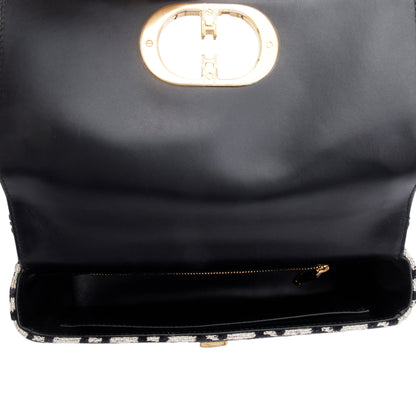 Christian Dior 2021 Black/White Technical Canvas Macro Houndstooth Medium Dior Caro Bag