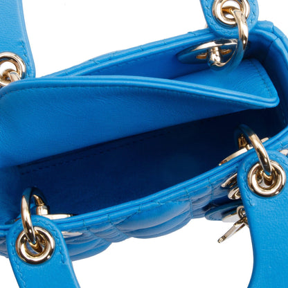 Christian Dior 2021 Blue Leather Micro Lady Dior Bag