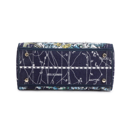 Christian Dior 2021 Blue Multicolor Zodiac Embroidery Medium Lady D-Lite Bag