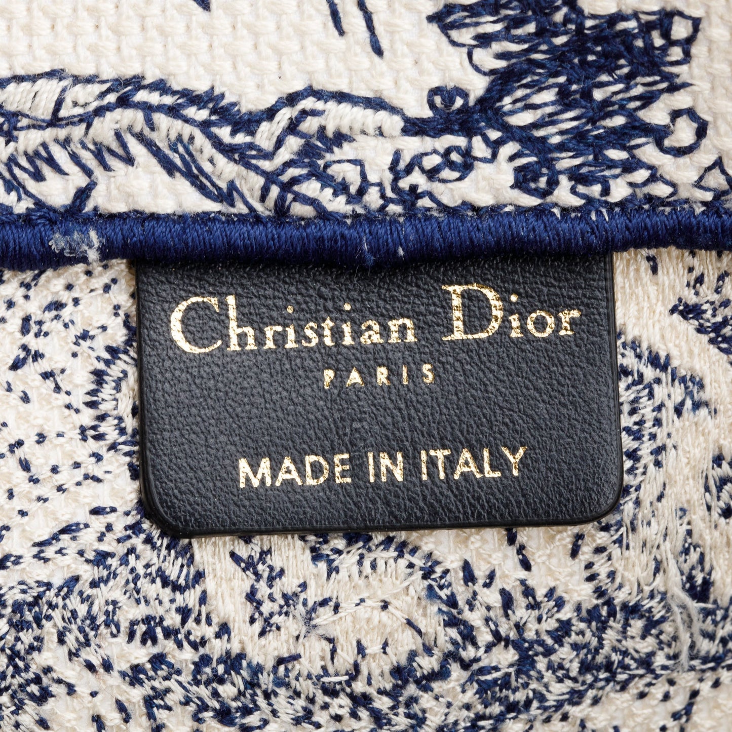Christian Dior 2021 Ecru and Blue Toile De Juy Dioriviera Embroidery Medium Book Tote
