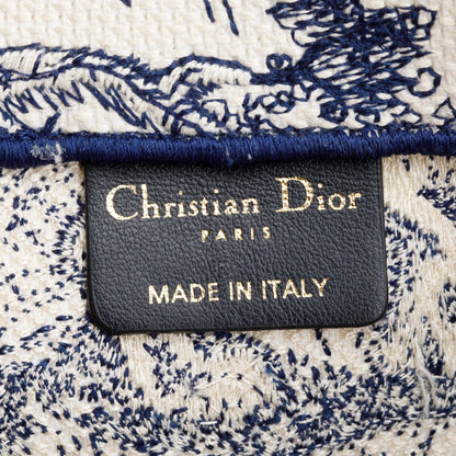 Christian Dior 2021 Ecru and Blue Toile De Juy Dioriviera Embroidery Medium Book Tote
