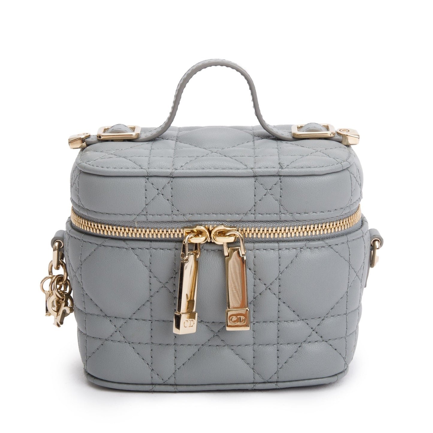 Christian Dior 2021 Grey Cannage Leather Micro Lady Dior Vanity Case