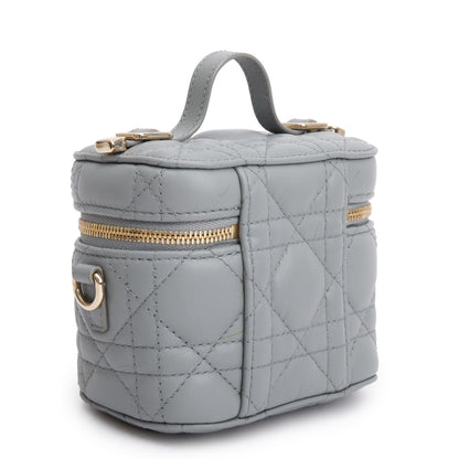 Christian Dior 2021 Grey Cannage Leather Micro Lady Dior Vanity Case