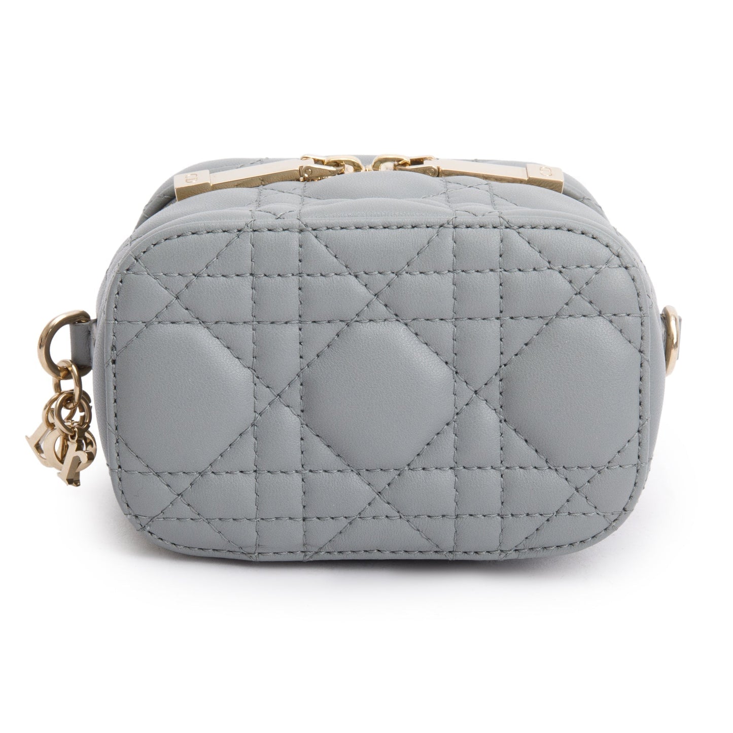 Christian Dior 2021 Grey Cannage Leather Micro Lady Dior Vanity Case