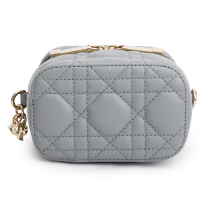 Christian Dior 2021 Grey Cannage Leather Micro Lady Dior Vanity Case