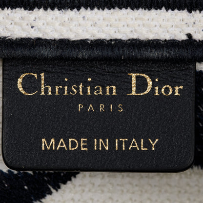 Christian Dior 2021 Navy & White Stars Embroidered Medium Saddle Bag