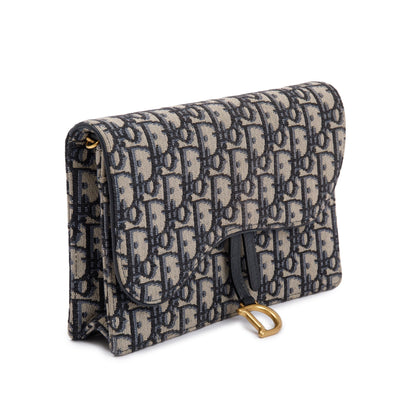 Christian Dior 2021 Oblique Jacquard Saddle Pouch with Chain