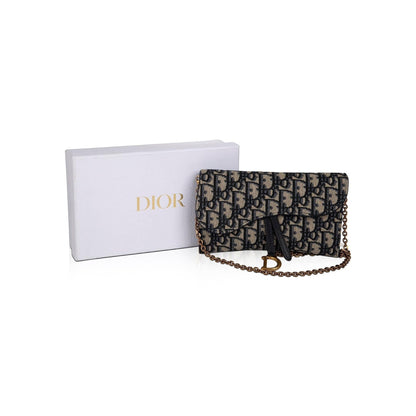 Christian Dior 2021 Oblique Saddle Wallet on Chain