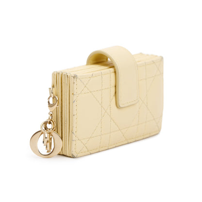 Christian Dior 2021 Yellow Cannage Lambskin Leather Lady Dior 5-Gusset Card Holder