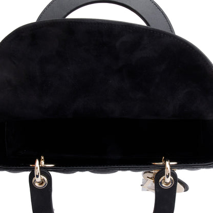 Christian Dior 2022 Black Cannage Lambskin Leather Medium Lady Dior Bag