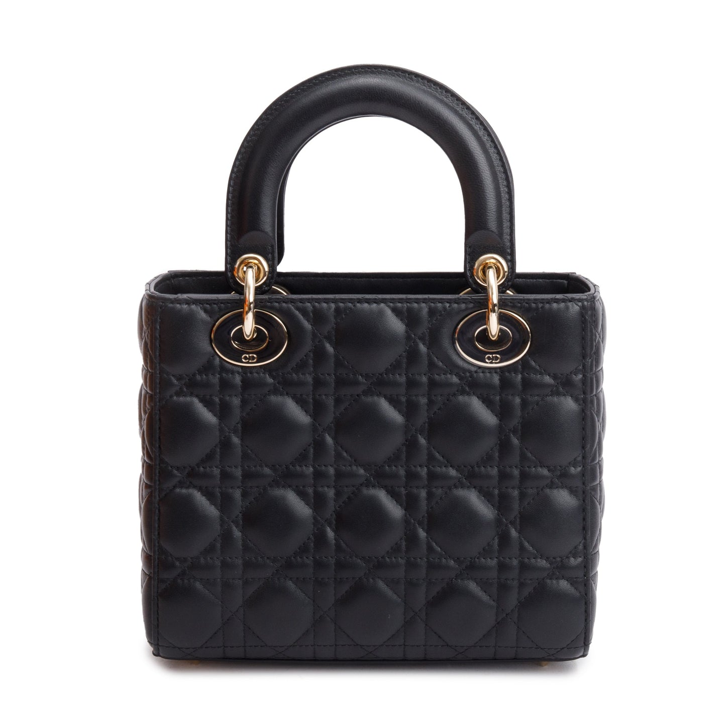 Christian Dior 2022 Black Cannage Lambskin Leather Small Lady Dior Bag