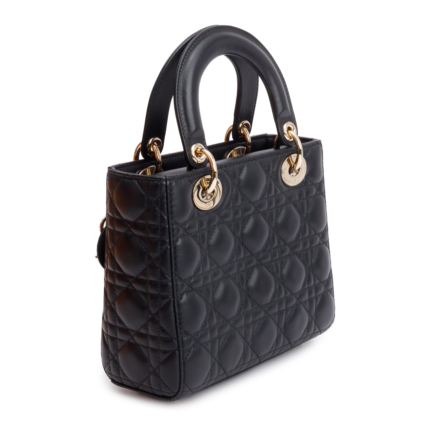 Christian Dior 2022 Black Cannage Lambskin Leather Small Lady Dior Bag