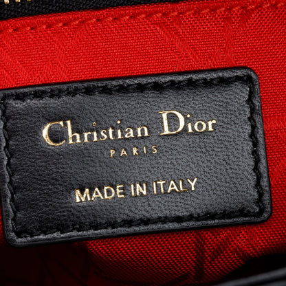 Christian Dior 2022 Black Cannage Lambskin Leather Small Lady Dior Bag