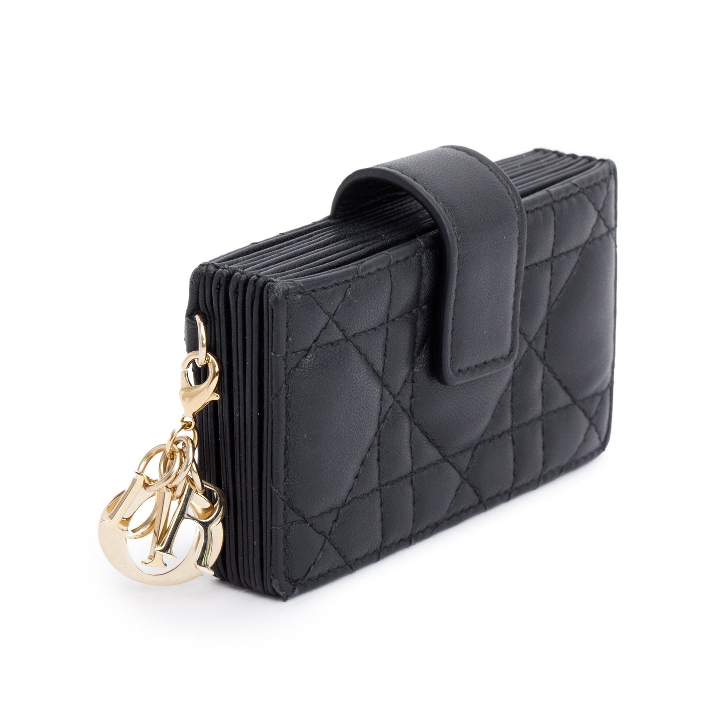 Christian Dior 2022 Black Cannage Leather Lady Dior Jasmin Card Holder