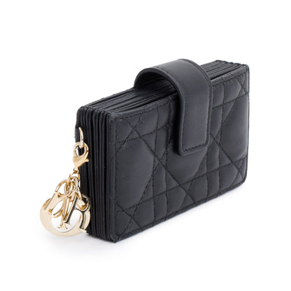 Christian Dior 2022 Black Cannage Leather Lady Dior Jasmin Card Holder