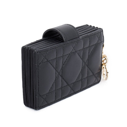 Christian Dior 2022 Black Cannage Leather Lady Dior Jasmin Card Holder