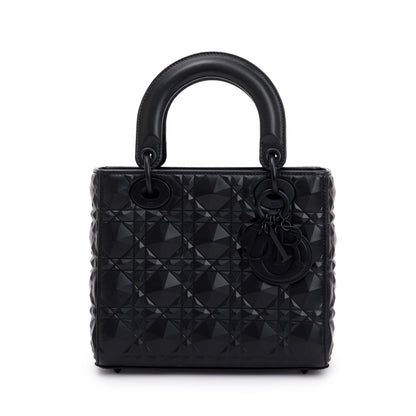 Christian Dior 2022 Black Diamond Motif Cannage Leather Small Lady Dior My Abcdior Bag
