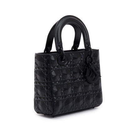 Christian Dior 2022 Black Diamond Motif Cannage Leather Small Lady Dior My Abcdior Bag