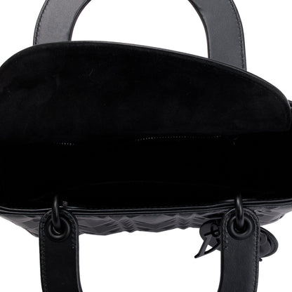 Christian Dior 2022 Black Diamond Motif Cannage Leather Small Lady Dior My Abcdior Bag