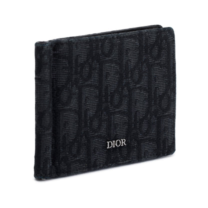 Christian Dior 2022 Black Dior Oblique Jacquard Wallet with Bill Clip