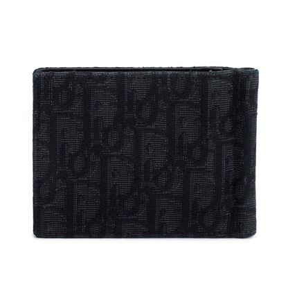 Christian Dior 2022 Black Dior Oblique Jacquard Wallet with Bill Clip