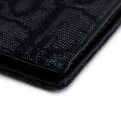 Christian Dior 2022 Black Dior Oblique Jacquard Wallet with Bill Clip