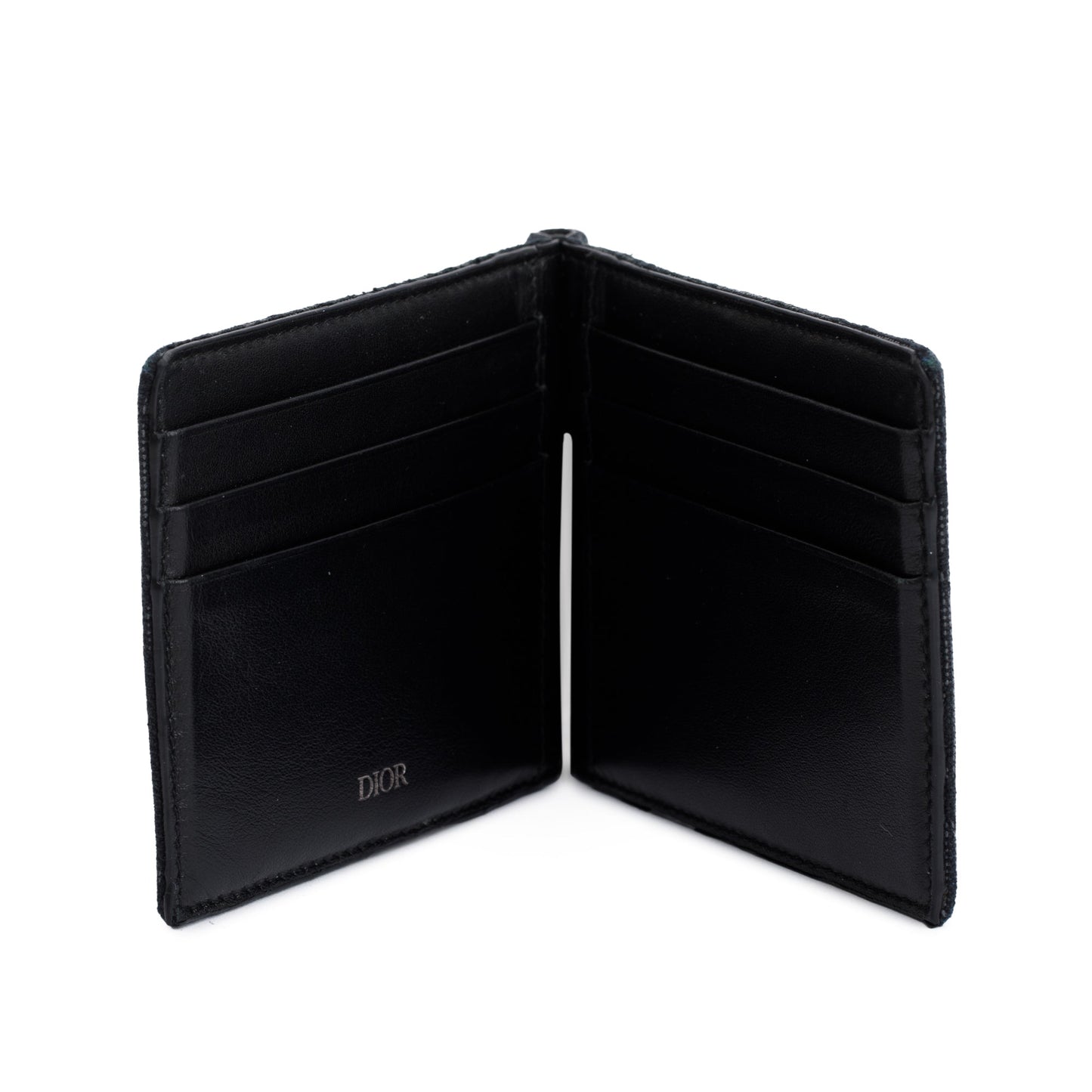 Christian Dior 2022 Black Dior Oblique Jacquard Wallet with Bill Clip