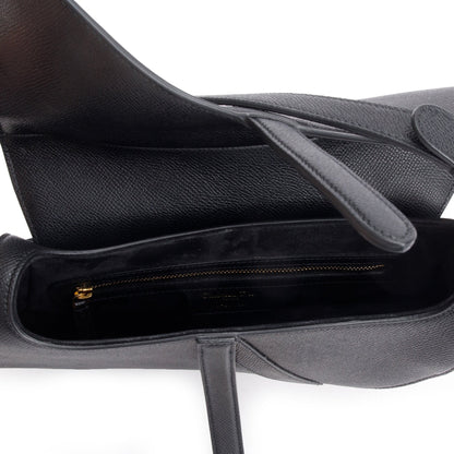 Christian Dior 2022 Black Grained Calfskin Leather Saddle Bag