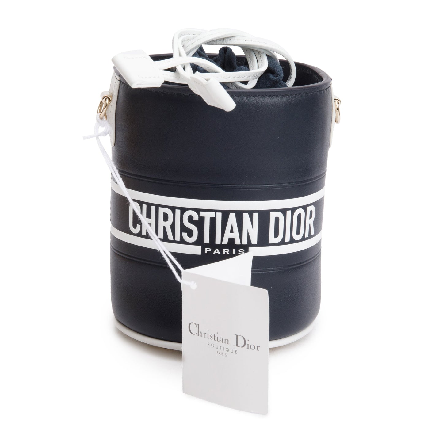 Christian Dior 2022 Black Lambskin Leather Micro Vibe Drawstring Bucket Bag