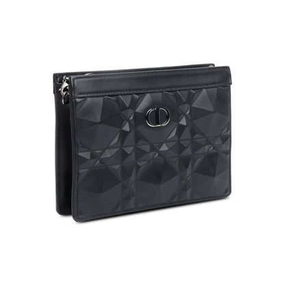 Christian Dior 2022 Black Macrocannage Diamond Quilted Caro Pouch with Chain