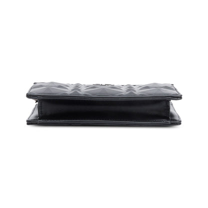 Christian Dior 2022 Black Macrocannage Diamond Quilted Caro Pouch with Chain