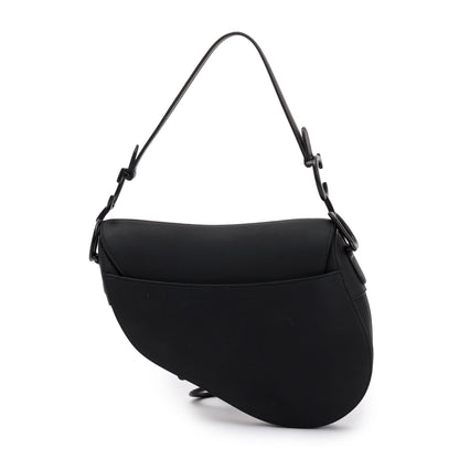 Christian Dior 2022 Black Ultramatte Calfskin Leather Medium Saddle Bag