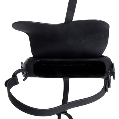 Christian Dior 2022 Black Ultramatte Calfskin Leather Medium Saddle Bag