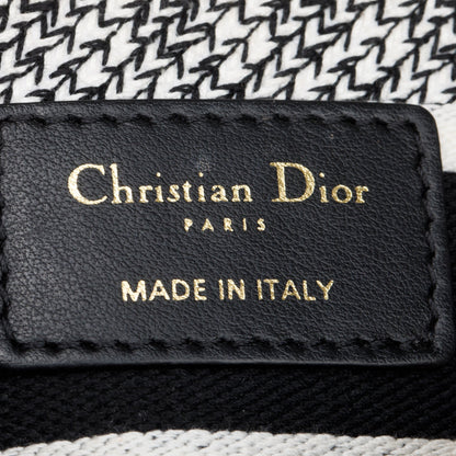 Christian Dior 2022 Black/White Houndstooth Embroidered Medium Lady D-Lite Bag