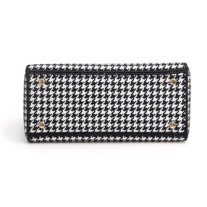 Christian Dior 2022 Black/White Houndstooth Embroidered Medium Lady D-Lite Bag