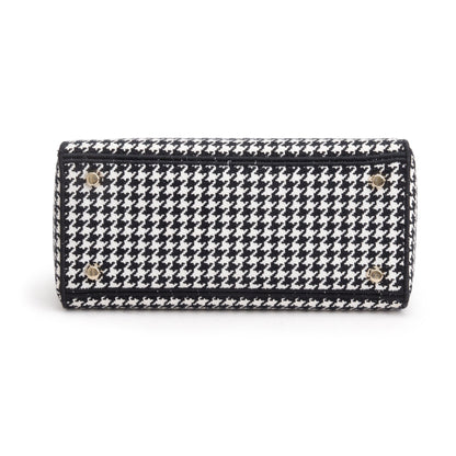 Christian Dior 2022 Black/White Houndstooth Embroidered Medium Lady D-Lite Bag