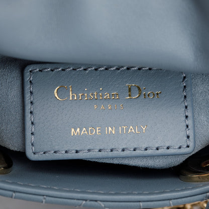 Christian Dior 2022 Blue Cannage Lambskin Leather Micro Lady Dior Bag