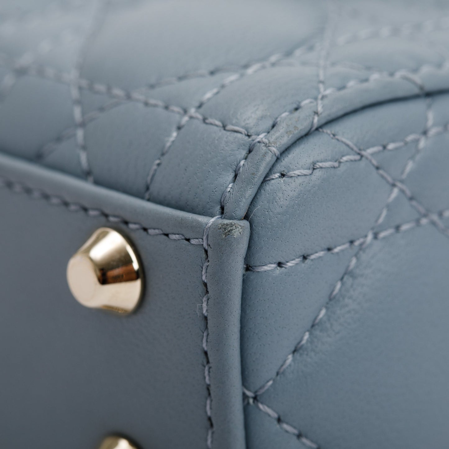 Christian Dior 2022 Blue Cannage Lambskin Leather Micro Lady Dior Bag