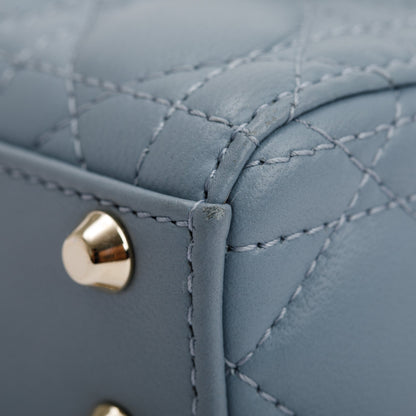 Christian Dior 2022 Blue Cannage Lambskin Leather Micro Lady Dior Bag