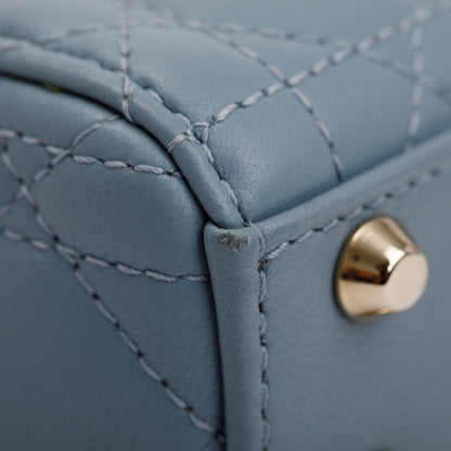 Christian Dior 2022 Blue Cannage Lambskin Leather Micro Lady Dior Bag