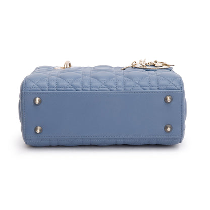 Christian Dior 2022 Blue Cannage Lambskin Leather Small Lady Dior Bag