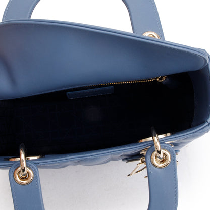 Christian Dior 2022 Blue Cannage Lambskin Leather Small Lady Dior Bag