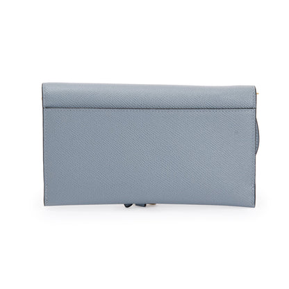 Christian Dior 2022 Blue Grained Calfskin Leather Saddle Chain Pouch