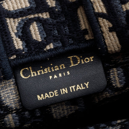 Christian Dior 2022 Blue Oblique Embroidery Mini Vertical Book Tote