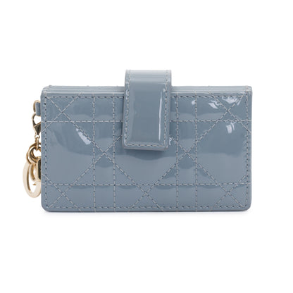 Christian Dior 2022 Blue Patent Leather Lady Dior 5-Gusset Card Holder