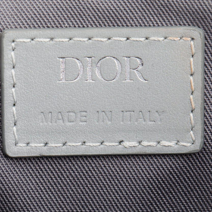 Christian Dior 2022 Grey Calfskin Leather CD Diamond Coated Canvas Mini Saddle Crossbody Bag