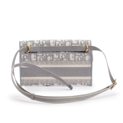 Christian Dior 2022 Grey Oblique Slim Saddle Belt Pouch